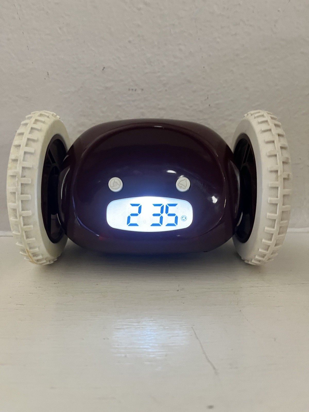 Clocky Rolling Alarm Clock BROWN Runaway Clock on Wheels Heavy Sleeper Preowned