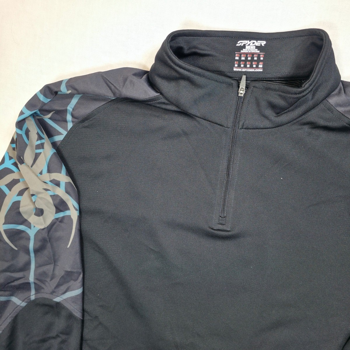 Spyder Mens XXL Black Quarter Zip Base Layer Spider Web Graphic Pullover Top