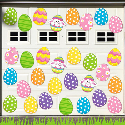 30 Pcs Happy Easter Garage Door Decorations 4.9 Inch Easter Magnetic Eggs Garage