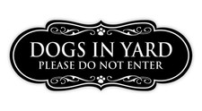 Designer Dogs in Yard Please Do Not Enter Sign Durable Plastic Wall Door Sign