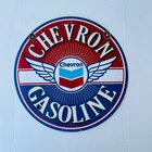 Vintage Chevron Gasoline Classic Porcelain Enamel Advert Sign 11.75 inch