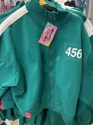 Squid Game TV Show Player 456 Sweatshirt mit Reißverschluss UK Größe 4-20 2XS-XL