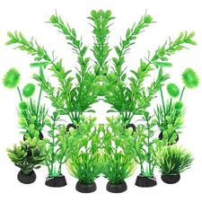 AQUANEAT Artificial Fish Tank Plants, Plastic Aquarium Decorations, Green