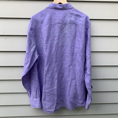 PETER MILLAR Lavender Purple 100% Linen Long Sleeve Button Down Shirt Size L - Picture 4 of 19