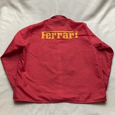 Vintage 80’s Ferrari Nylon Racing Jacket Mens XL Red Flock Print Coach Pit Crew