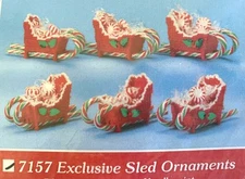 Mary Maxim Exclusive SLED ORNAMENTS Plastic Canvas Kit Makes 12 Christmas Craft