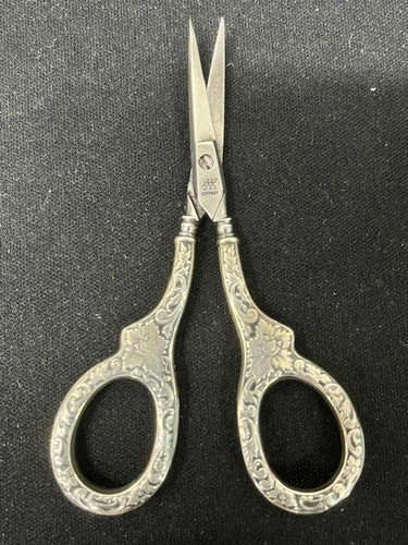 Vintage JA Henckels Sterling Handle Sewing Scissors 4" Long