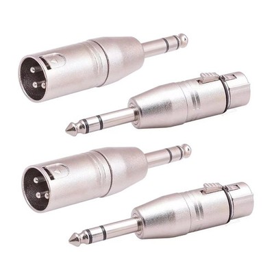 Smithok 4 Pack,2 Pcs 6.35mm 1/4'' Male to XLR Male Adapter and 2 Pcs 6.35mm 1/4 I