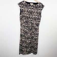 Tory Burch Odila Cream Brown Printed 100% Silk Dress Women's Size Small S