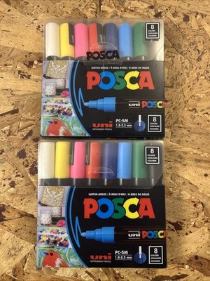 2-Pack, POSCA Paint Marker Medium Tip 1.8 2.5mm, PC-5M, Water-Based, 8 Colors