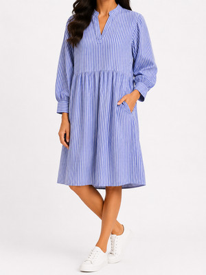 Kleid 38 M Blau Weiß Tiffany Dänemark Damen Lange Tunika Sommer Skandi Neu