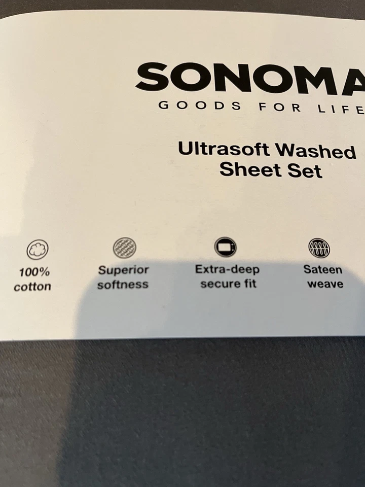 Juego de sábanas de algodón Sonoma Goods For Life ultrasuave lavado 4 piezas carbón king Foto 2 de 4