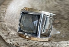 NEW Sundance Catalog JEWELRY Silver Gold Hidden Passage Labradorite Ring 6.5