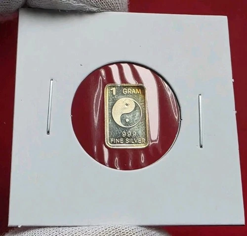 Yin-Yang ☯️ 1 Gram .999 Fine Pure Solid SILVER Bullion Mini Bar Coin Ingot