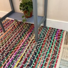 KADAM Multi Coloured Rag Rug | Hand Woven | Eco-Friendly: 100% Recycled Fabric 