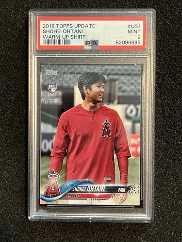 2018 Topps Update Shohei Ohtani #US1 Warm-Up Shirt Photo Variation SP RC PSA 9