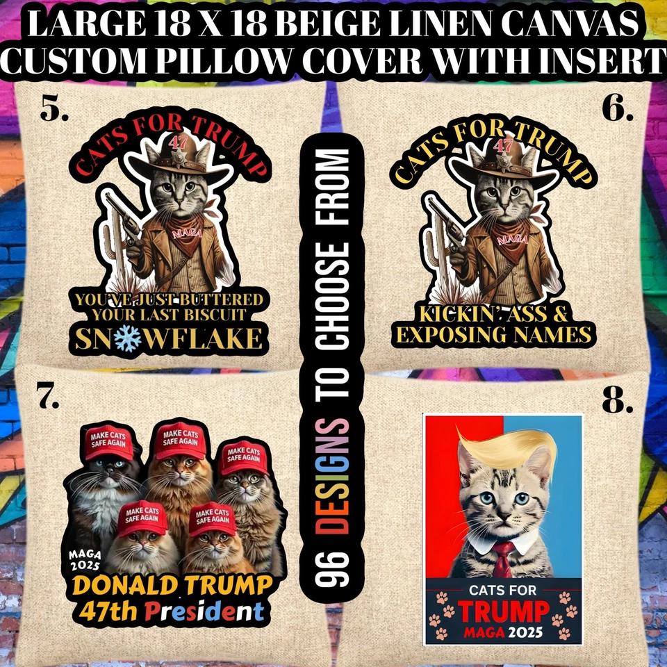 FUNNY DONALD TRUMP CANVAS ACCENT THROW PILLOW CATS DOGS DOGE MAGA ANIMALS MAGA - Image 2 of 4