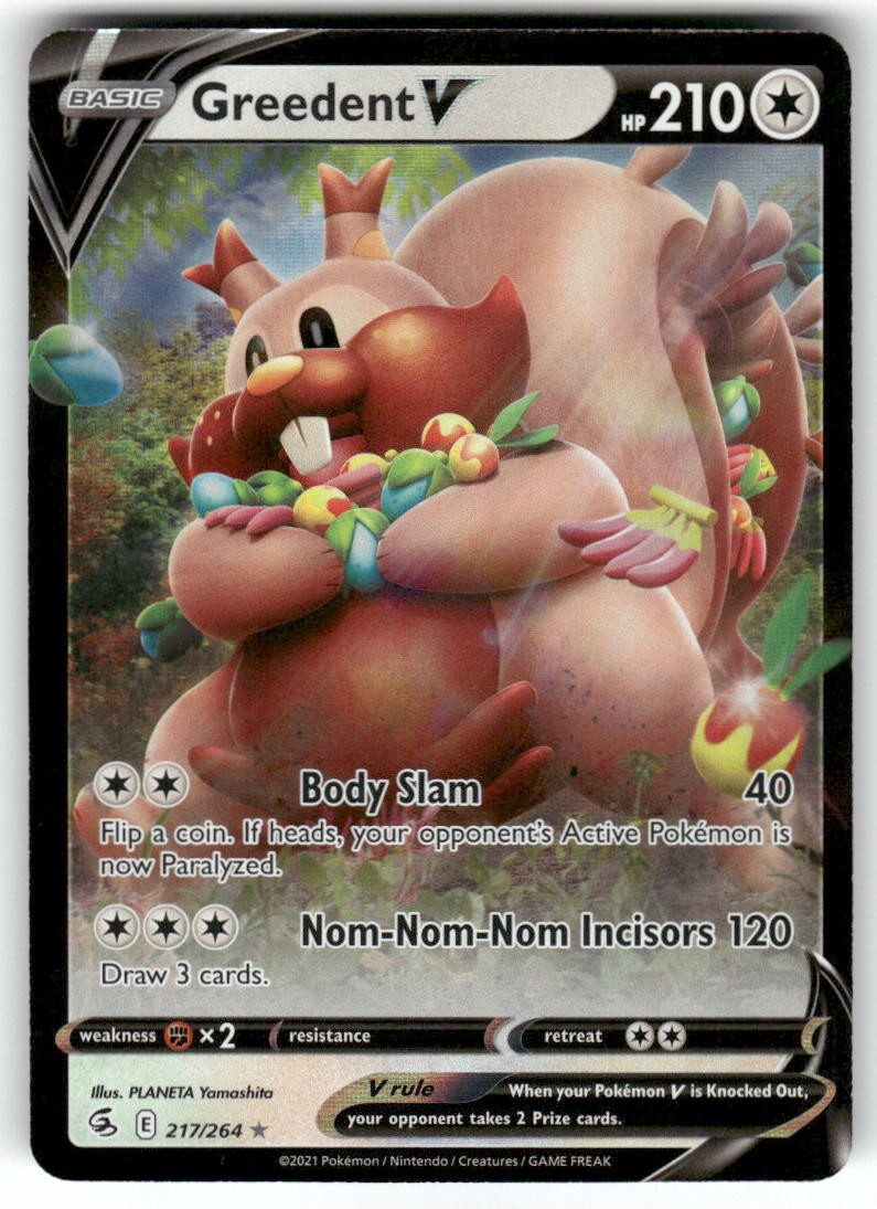 GREEDENT V - 217/264 - Lightly Played - Fusion Strike - Holo V Rare - Pokemon