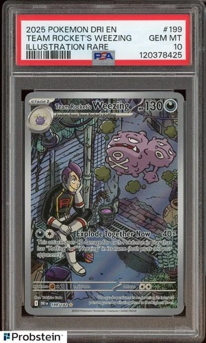 2025 Pokemon Destined Rivals #199 Team Rocket's Weezing Illustration Rare PSA 10