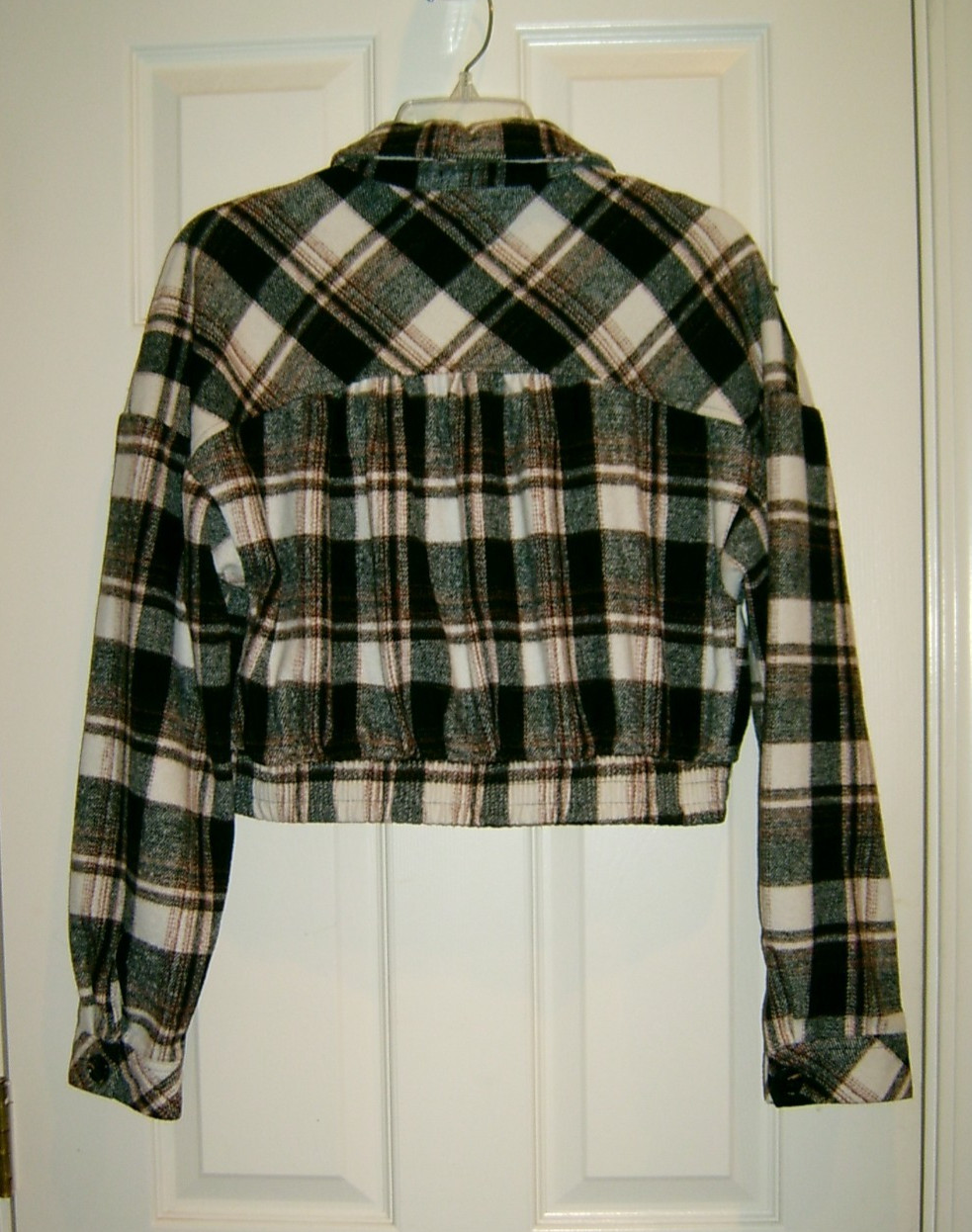 Timing Cropped Collared Plaid Button Front Jacket… - image 4