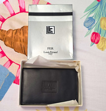 Louis Féraud Black Leather Bifold Wallet with Logo Accent, Mens Solid Folding