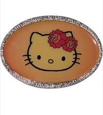 Hello Kitty Coral Pink Belt Buckle With Silver Trim