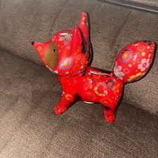 Pomme Pidou The Fox  ceramic Decoupage money bank  Handmade Unique