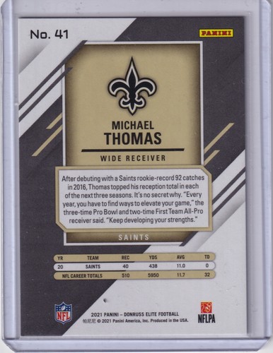 2021 Michael Thomas Panini Donruss /99 Elite Purple #41 Saints - Picture 2 of 2