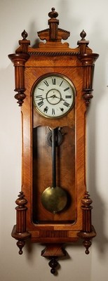 Antique New Haven Regulator Wall Clock Vienna Style 8-Day, Time/Strike, Key-wind