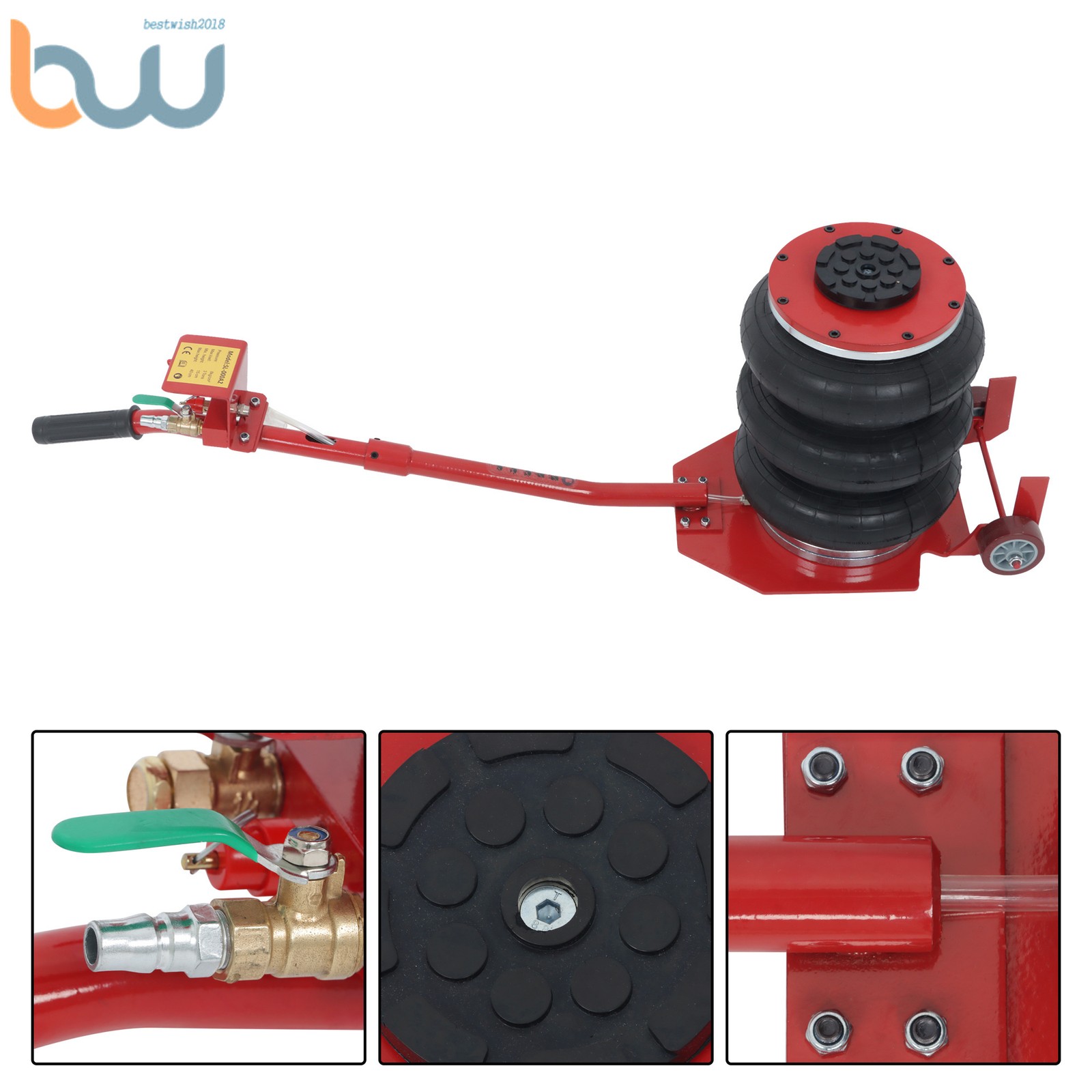 Triple Bag Air Jack 3 Ton/6600 lb Pneumatic Jack 17.7" For Car SUV Lifting