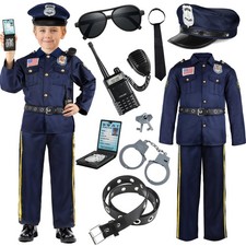 Joycover Halloween Police Costume for Kids, Officer Cop S 4-5Y , Silver Cap