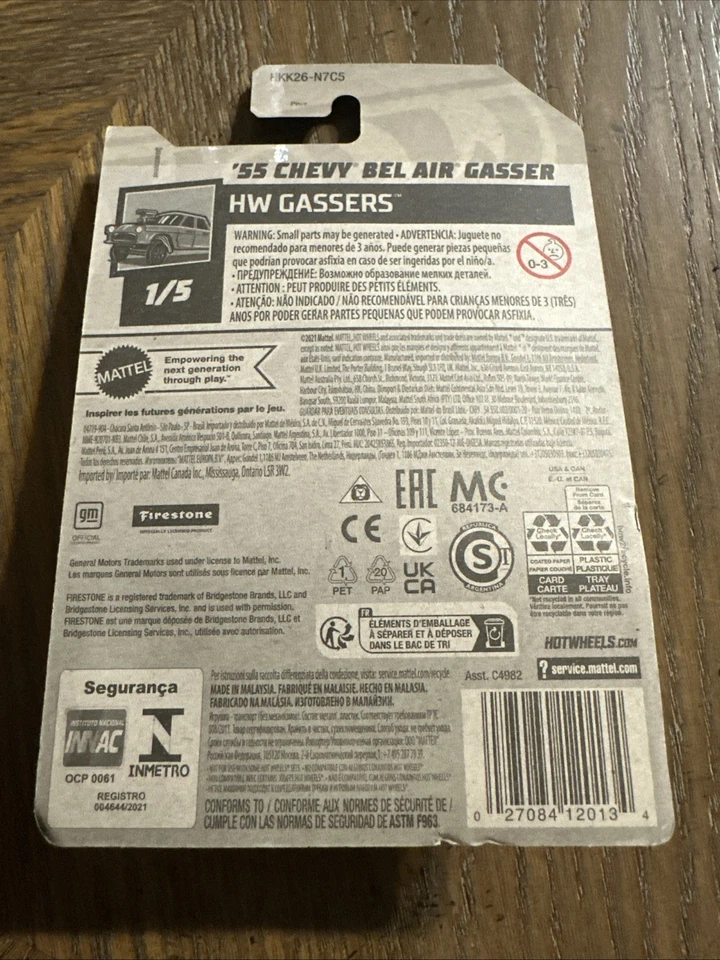 2023 Hot Wheels '55 Chevy Bel Air Gasser HW Gassers 1/5 Blue 110/250 New - Image 3 of 3