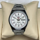 vintage Refurbished seiko 5 automatic White dial stainless steel men's watch