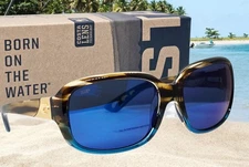 COSTA DEL MAR shiny wahoo/blue mirror GANNET polarized 580P sunglasses NEW!