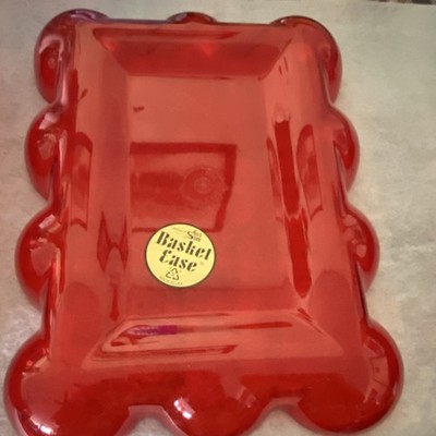 5 Basket Ease Small Red Plastic Rectangle Glossy Serving Tray Solid