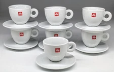 Illy Coffee cups and saucers 2 sizes CAPPUCCINO & ESPRESSO