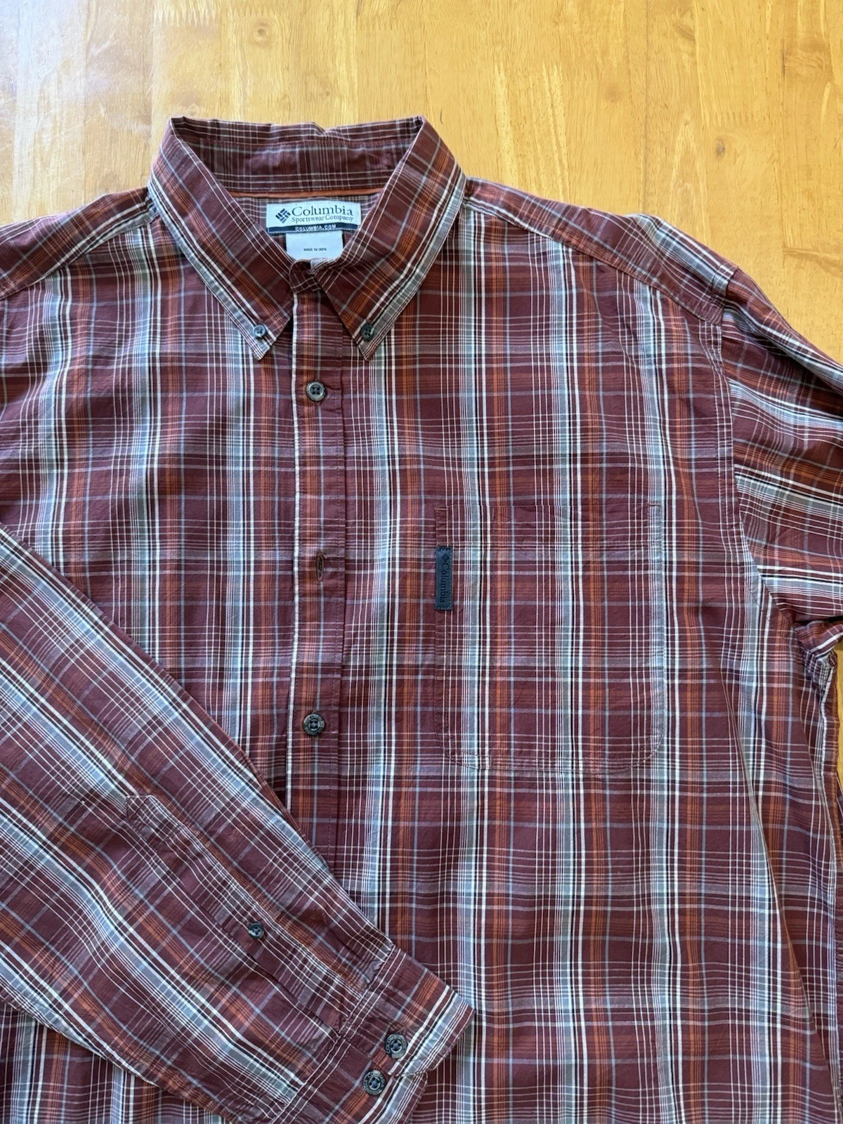 Columbia Men's Long Sleeve Button-Up Shirt Size XL, 100% Cotton
