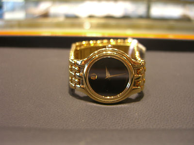 MOVADO WOMENS PANTHER YELLOW GOLD PLATED WATCH NEW BOX AND PAPER