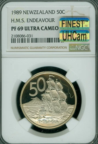 1989 NEW ZEALAND 50 CENTS NGC PF69 UCAM MAC ULTRA HEAVY CAM & FINEST SPOTLESS *