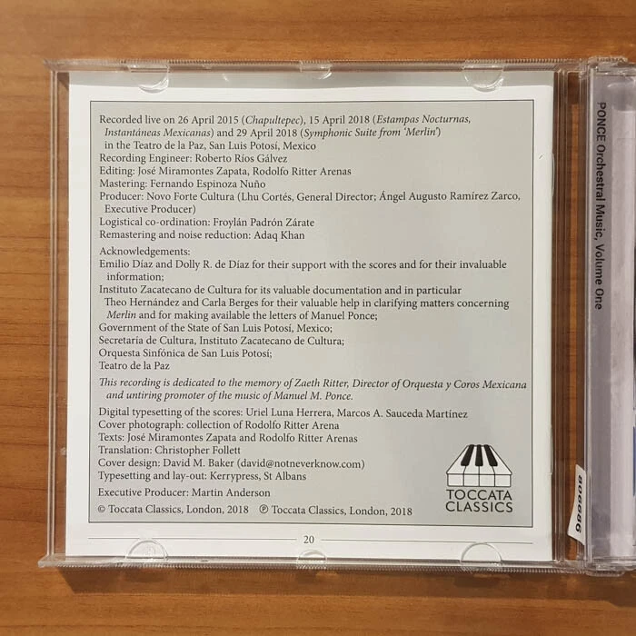 JOSE MIRAMONTES ZAPATA Manuel M. Ponce Orchestral Vol. 1  NM/EX(CD) - Bild 2 von 4