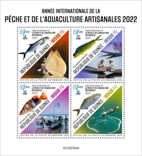 Pêche aquaculture poissons année internationale timbres neuf neuf dans son emballage 2022 Guinée M/S - Photo 1/1