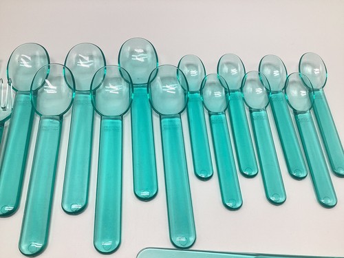 Bodum Camping Picnic Flatware Teal Turquoise Set Lot 23 Fork Spoon Knife Swiss - Picture 3 of 16