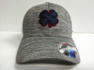 Black Clover Cap Perfect Luck 1 Gray White Mesh Stretch Fit Golf Hat Live Lucky