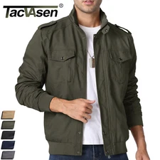 Men's Spring Fall Cotton Jacket Bomber Jacket Casual Cargo Work Lightweight Coat