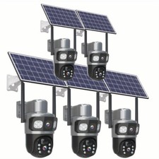 5PCS 4MP Solar Wireless Security Camera WiFi 355  PTZ Dual Lens 2-Way Audio