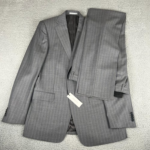 NWT VERSACE COLLECTION Gray Pinstripe 2 Button Wool Suit 40L (EU 50) - Picture 3 of 24