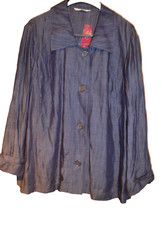 Elvi Classic Elegant Indigo Dyed Tencel Denim Blue Jacket Size: Uk 24
