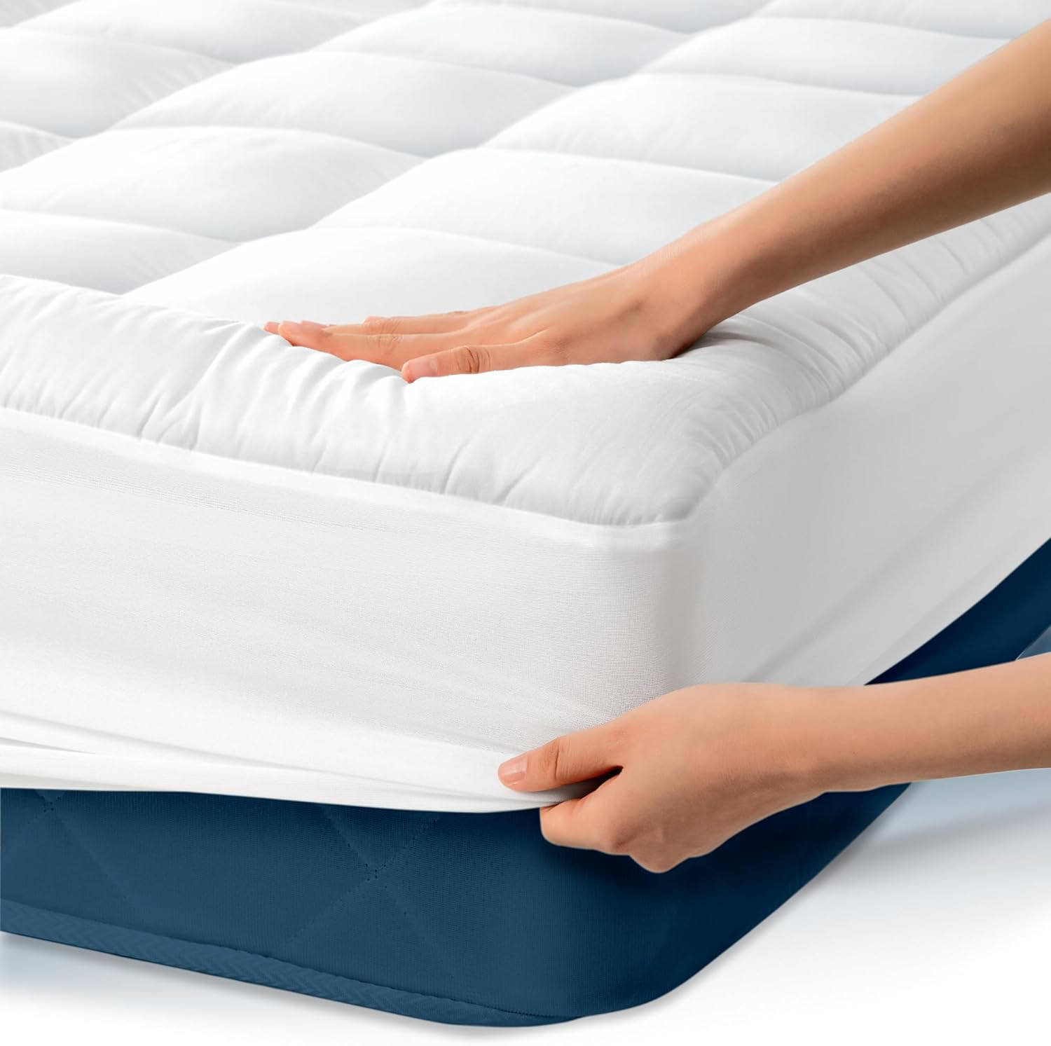 Cloud-Like Twin Mattress Topper - 100% Cotton Top Mattress Pad for Back Pain Rel