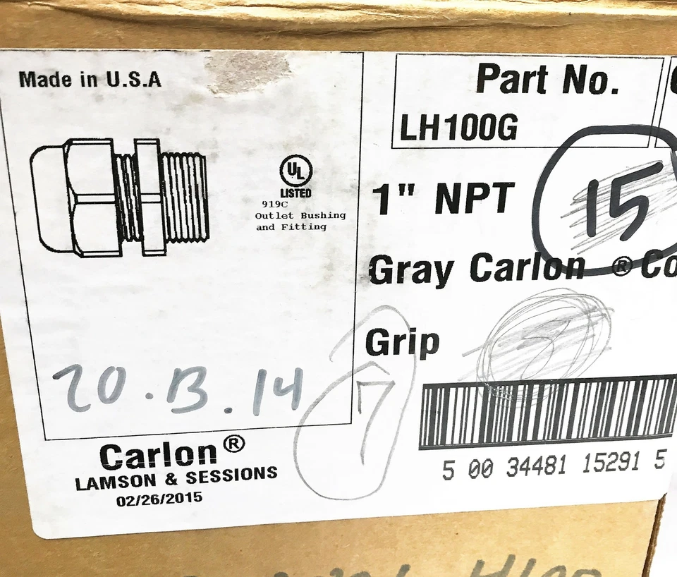 Empuñadura de cable Carlon 1" NPT LH100G [Lote de 19] NOS Foto 4 de 4