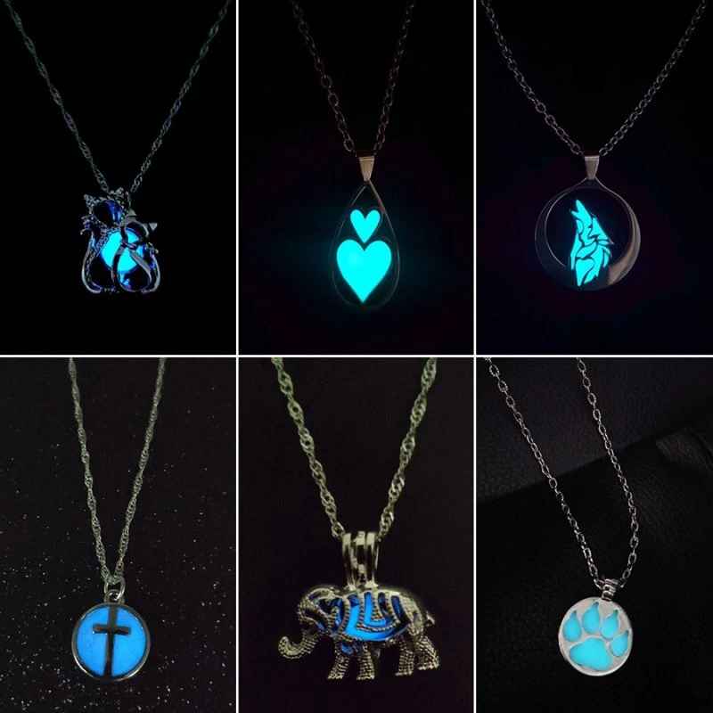 Glow In The Dark Moon Star Necklace Movie Luminous Gem Stone Chain Glowing  Pendant Neck Lace Jewelry For Women Gift Halloween